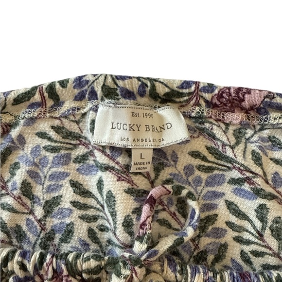 Lucky Brand Floral Peasant Blouse w/ Bell Sleeves Boho Chic CottageCore Top sz L - Picture 6 of 12